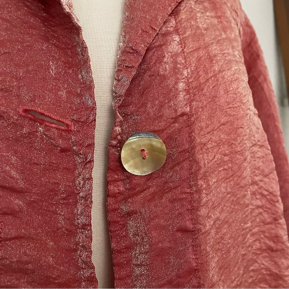 Metallic Textured Button Front Oversize Top - Picture 5 of 5